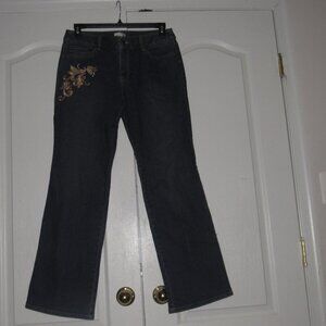 ANN TAYLOR LOFT Medium Wash Gold Embroidery Bootleg Jeans Size 10